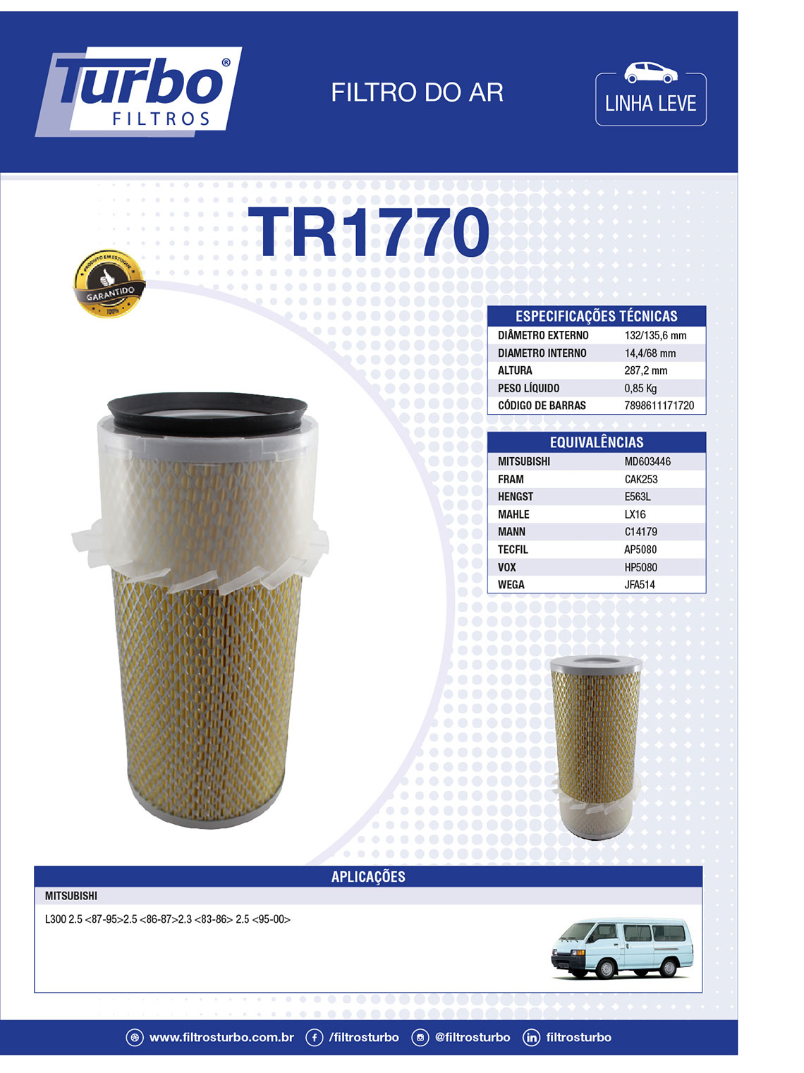 TURBO Filtro de Ar TR1770 - bulloleo
