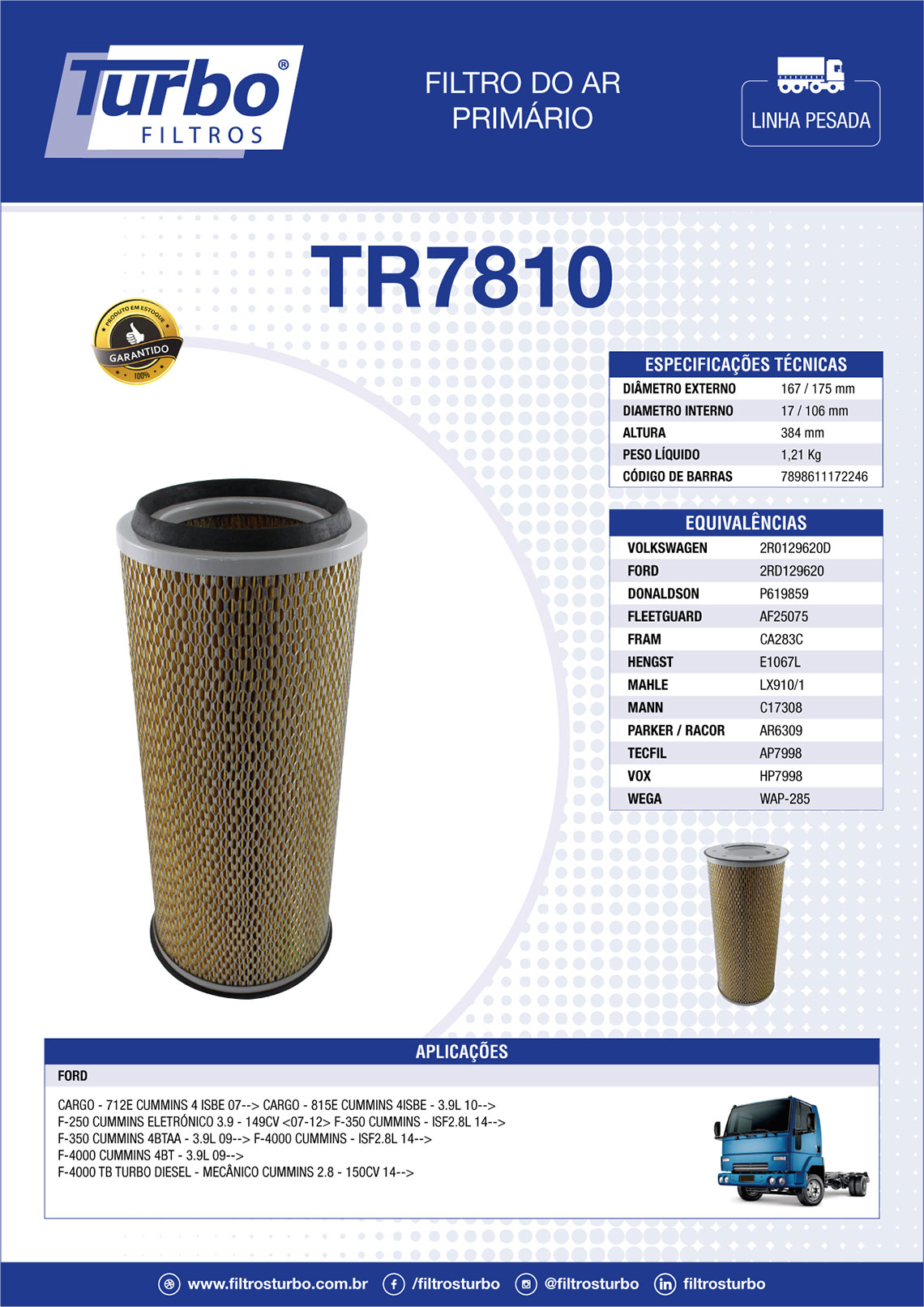 filtro de óleo tr 23610 valmet / UN / Turbo filtro
